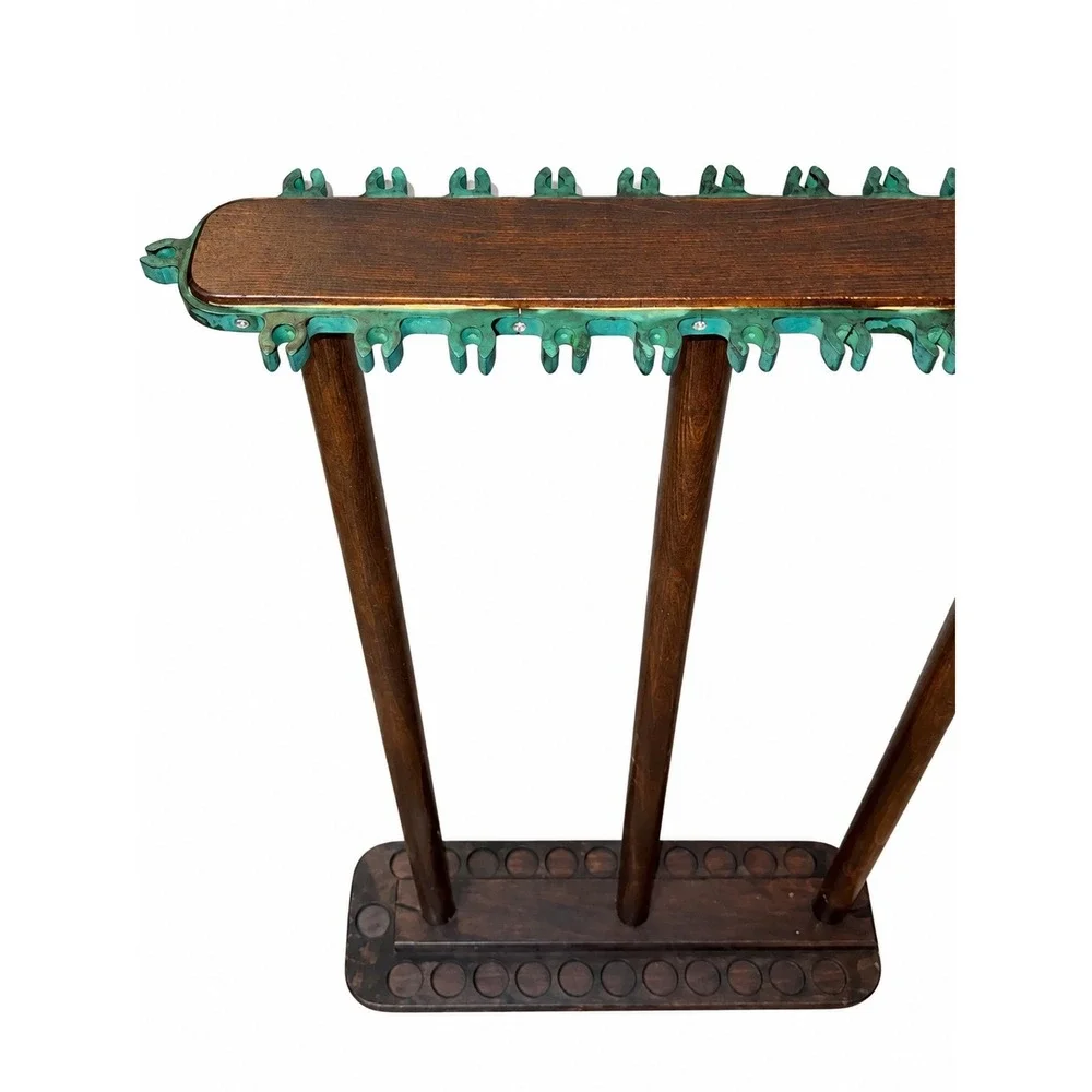 Vintage Wood Fishing Rod Rack Stand 3-Post Floor Display Holder 34